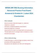 NR599 (NR 599) Nursing Informatics Advanced Practice Final Exam| Answered & Graded A+ | Latest 2024 Chamberlain