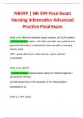 NR599 | NR 599 Final Exam Nursing Informatics Advanced Practice Final Exam