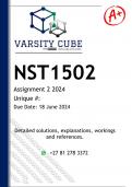 NST1502 Assignment 2 (DETAILED ANSWERS) 2024 - DISTINCTION GUARANTEED