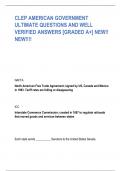 CLEP AMERICAN GOVERNMENT ULTIMATE QUESTIONS AND WELL  VERIFIED ANSWERS [GRADED A+] NEW!!  NEW!!!!