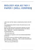 BIOLOGY AQA AS 74011  PAPER 1 [WELL VERIFIED]