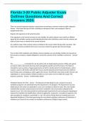 Florida 3-20 Public Adjuster Exam Outlines Questions And Correct Answers 2024.