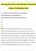 Nursing Executive Administrator Advanced - Board Certification Set 1 Questions and Answers 2024 / 2025 (Verified Answers by Expert)