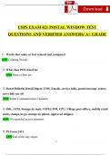 USPS 421 Postal Window Exam Expected 2024 Test Questions & Revised Correct Answers. (2024 / 2025) 100% Guarantee Pass