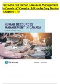 TEST BANK For Human Resources Management in Canada, 15th Canadian Edition, Verified Chapters 1 - 17, Complete Newest Version