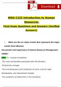 WGU C232 Final Exam Intro to Human Resources Management 2024 / 2025 Expected Questions and Answers STUDY BUNDLE (COMPLETE PACKAGE)