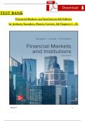 TEST BANK & SOLUTION MANUAL For Financial Markets and Institutions, 8th Edition by Anthony Saunders, Marcia Cornett, Verified Chapters 1 - 25, Complete Newest Version