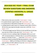 2024/2025 IEC YEAR 1 FINAL EXAM REVIEW QUESTIONS AND ANSWERS (VERIFIED ANSWERS) A+ GRADE ASSURED.