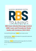 RBS Exam (Alcohol Beverage Control (ABC) Laws and Procedures) Study Guide with Solutions 2024-2025. 