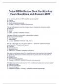 Dubai RERA Broker Final Certification  Exam Questions and Answers 2024