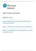 PEARSON EDEXCEL A LEVEL HISTORY PAPER 3 MARK SCHEME 2024 (WHI03/03:Thematic Study with Source Evaluation)