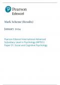 PEARSON EDEXCEL AS LEVEL PSYCHOLOGY PAPER 1 MARK SCHEME 2024  (WPS01/01:Social and Cognitive Psychology)