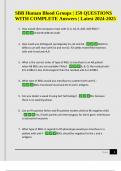 SBB Human Blood Groups | 159 QUESTIONS WITH COMPLETE Answers | Latest 2024-2025.