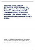 2023 AQA A-level ENGLISH LITERATURE B 7717/1A Paper 1A Literary genres: Aspects of tragedy Version: 1.0 Final IB/G/Jun23/E5 7717/1A Wednesday 24 May 2023 Afternoon Time allowed: 2 hours 30 minutes Materials 2024 FINAL UPDATE PASS A+