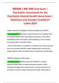 NR548 | NR 548 Final Exam | Psychiatric Assessment for the Psychiatric-Mental Health Nurse Exam | Questions and Answers Graded A+ Latest 2024