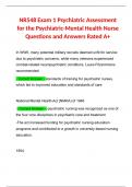 NR 548 | NR548 Exam 1 Psychiatric Assessment for the Psychiatric-Mental Health Nurse Questions and Answers Rated A+ Latest 2024 | Chamberlain 