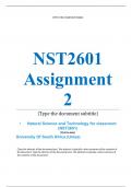 Exam (elaborations) NST2601 Assignment 2 (COMPLETE ANSWERS) 2024 - DUE June 2024 •	Course •	Natural Science and Technology for classroom (NST2601) •	Institution •	University Of South Africa (Unisa) •	Book •	Study and Master Natural Sciences and Technology