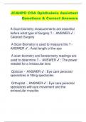 JCAHPO COA Ophthalmic Assistant  Questions & Correct Answers