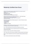 Relativity Certified User Exam with 100% correct Answers