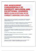 PRE ASSESSMENT FUNDAMENTALS OF DIVERSITY INCLUSION AND EXCEPTIONAL LEARNERS WGU EXAM QUESTIONS WITH CORRECT ANSWERS 100% 2024