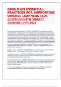 D096 D169 ESSENTIAL PRACTICES FOR SUPPORTING DIVERSE LEARNERS EXAM QUESTIONS WITH CORRECT ANSWERS 100% 2024