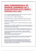 Package deal for WGU D096 FUNDAMENTALS OF DIVERSE LEARNERS EXAM QUESTIONS WITH CORRECT ANSWERS 100% 2024