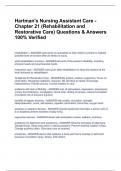 Hartman's Nursing Assistant Care - Chapter 21 (Rehabilitation and Restorative Care) Questions & Answers 100% Verified 