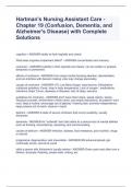 Hartman's Nursing Assistant Care - Chapter 19 (Confusion, Dementia, and Alzheimer's Disease) with Complete Solutions 