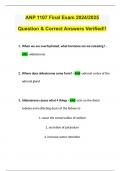 ANP 1107 Final Exam 2024/2025 Question & Correct Answers Verified!!