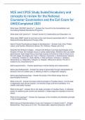 NCE and CPCE Study Guide(Vocabulary and  concepts to review for the National  Counselor Examination and the Exit Exam for  UWG)Completed 2023