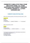 CHEMISTRY CUMULATIVE FINAL EXAM AND STUDY GUIDE | ALL EXAM QUESTIONS AND CORRECT ANSWERS | ALREADY GRADED A+ | LATEST VERSIONS 2024