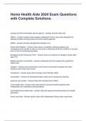 Home Health Aide 2024 Exam Questions with Complete Solutions