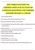 NEW YORK STATE DMV 19A CERTIFICATION ACTUAL EXAM 140 COMPLETE QUESTIONS AND VERIFIED ANSWERS 2024-2025. A+ GRADE.