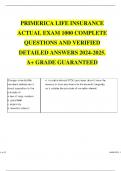 TESTBANK PRIMERICA LIFE INSURANCE ACTUAL EXAM 1000 COMPLETE QUESTIONS AND VERIFIED DETAILED ANSWERS 2024-2025. A+ GRADE GUARANTEED.