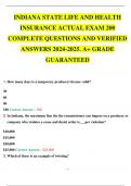 INDIANA STATE LIFE AND HEALTH INSURANCE ACTUAL EXAM 200 COMPLETE QUESTIONS AND VERIFIED ANSWERS 2024-2025. A+ GRADE GUARANTEED