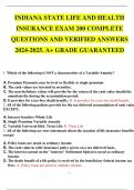 INDIANA STATE LIFE AND HEALTH INSURANCE EXAM 200 COMPLETE QUESTIONS AND VERIFIED ANSWERS 2024-2025. A+ GRADE GUARANTEED.