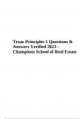 Texas Principles 1 Questions & Answers Verified 2023 - Champions School of Real Estate