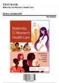 Test Bank for Maternity and Womens Health Care, 13th Edition by Lowdermilk, 9780323810180, Covering Chapters 1-37 | Includes Rationales