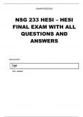 NSG 233 HESI – HESI FINAL EXAM WITH ALL QUESTIONS AND ANSWERS