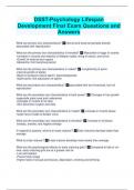 DSST-Psychology Lifespan Development Final Exam Questions and Answers