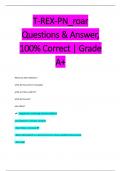 T-REX-PN_roar  Questions & Answer,  100% Correct | Grade  A+