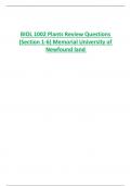 BIOL 1002 Plants Review Questions  (Section 1-6) Memorial University of  Newfound land