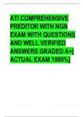 ATI COMPREHENSIVE  PREDITOR WITH NGN  EXAM WITH QUESTIONS  AND WELL VERIFIED  ANSWERS GRADED A+[  ACTUAL EXAM 1000%]