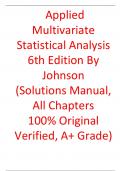 Solutions Manual For Applied Multivariate Statistical Analysis 6th Edition By Richard A. Johnson, Dean W. Wichern