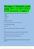 BEST ANSWERS Michigan 7F Mosquito Exam study 100% GUARANTEED  PASS 2024/2025 CORRECT