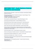 MIDTERM TEST - Earth Systems Science Questions and Answers