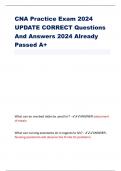 CNA Practice Exam 2024  UPDATE CORRECT Questions  And Answers 2024 Already  Passed A+