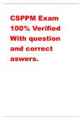 CSPPM Exam  100% Verified With question and correct  aswers