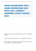 IAHSS SUPERVISOR TEST /  IAHSS SUPERVISOR 2023  WITH 100% CORRECT  ANSWERS LATEST UPDATE  2024