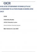 OCR GCSE CITIZENSHIP STUDIES J270/02  CITIZENSHIP IN ACTION MARK SCHEME JUNE  2023